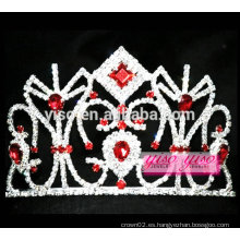 Tiaras a granel de moda del rhinestone de la princesa del diamante rojo caliente